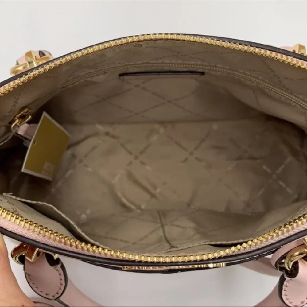 Michael Kors Jet Set Travel Medium Leather Dome Satchel Powder Blush Multi